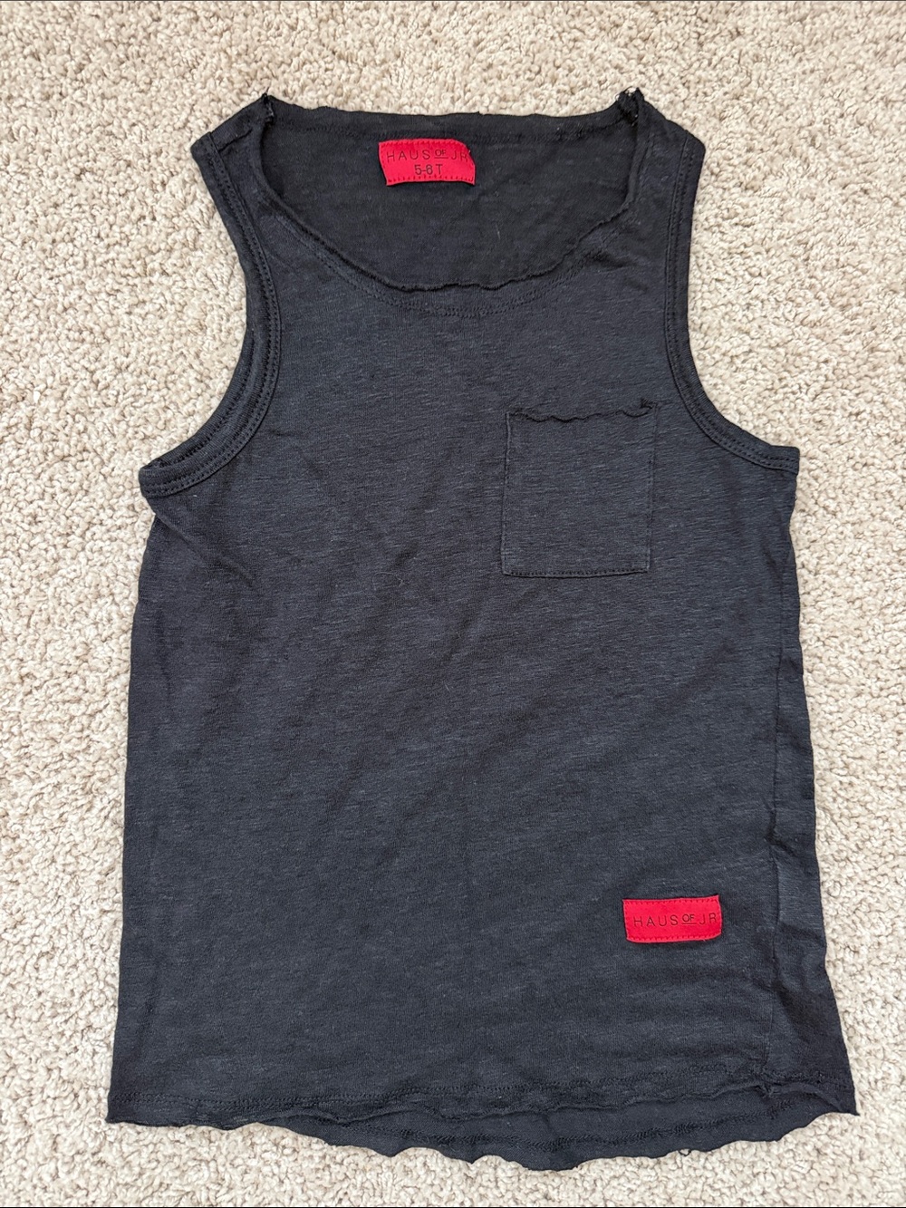 Haus of JR Black Kids Tank Top with Pocket 5-6T